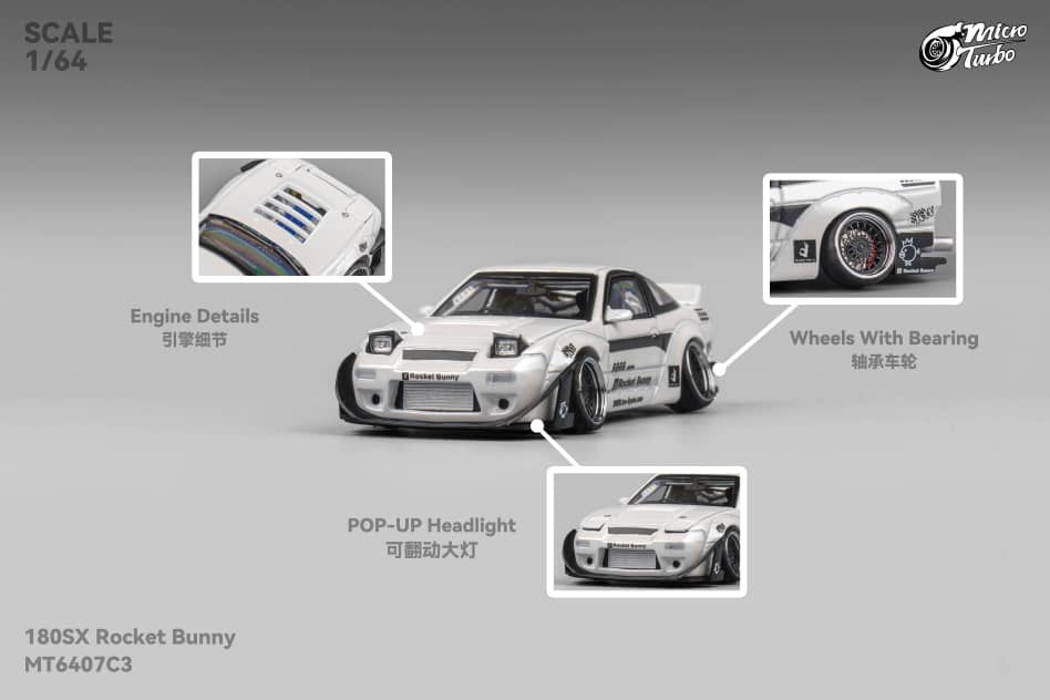 Thumbnail: Nissan S130 Silvia 180SX Lowride Pandem Rocket Bunny Modified Metallic White