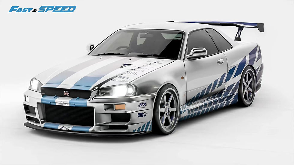 Thumbnail: Skyline GT-R R34 Z-Tune High Wing with TE37 Rim FNF Silver Blue