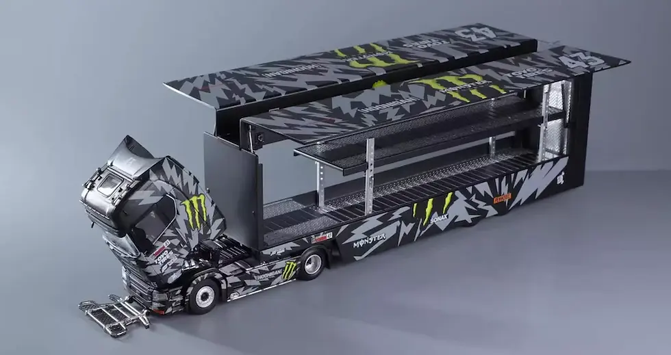 Thumbnail: S730 V8 Enclosed Double Deck Gull Wing Transporter Monster Hoonigian Livery