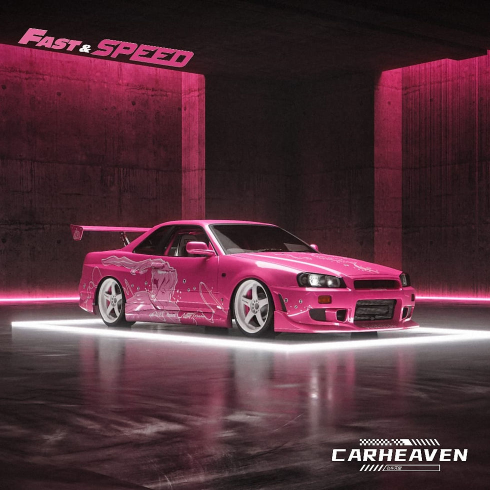 Thumbnail: Skyline GT-R (R34) Z-Tune with Highwing FNS Suki Pink Livery