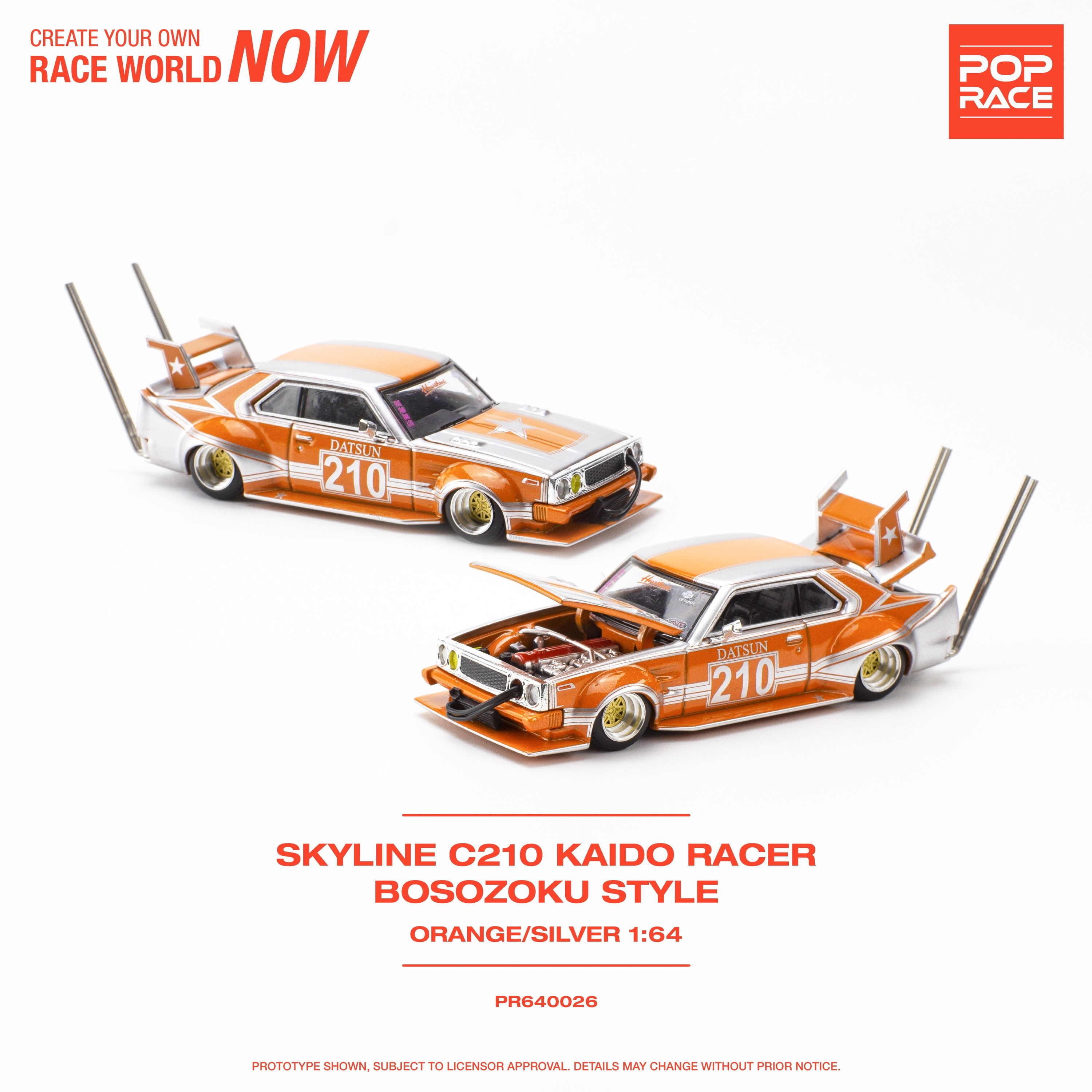 Skyline C210 KAIDO Racer Bosozoku Style Orange Silver