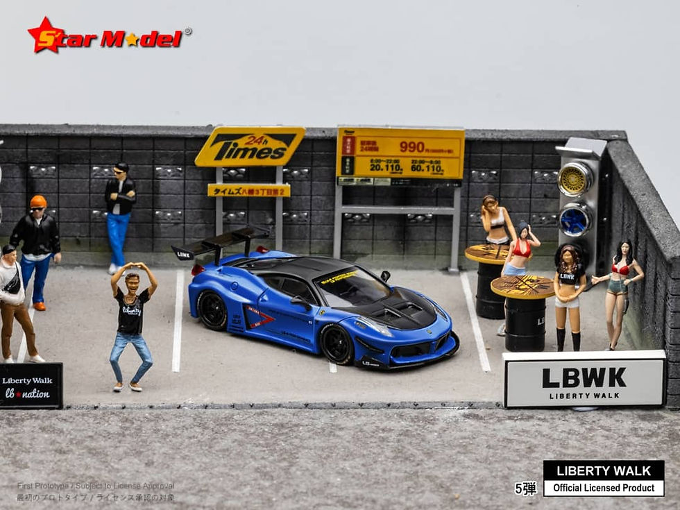 Thumbnail: Ferrari 458 GT LB-Silhouette WORKS Blue with Kato Figurine