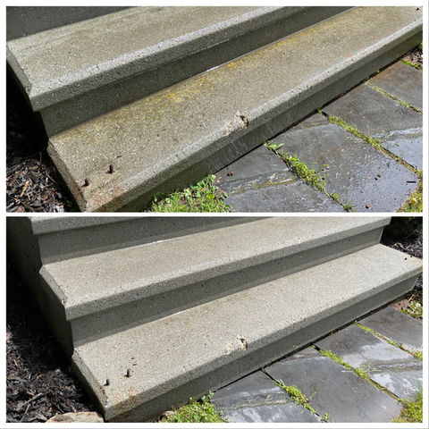 Concrete pressure wash of steps with instant results and curb appeal