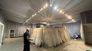 Professional curtain fire retardant treatment compliant with BS 5867.