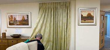 curtain cleaning and fireproofing in progress