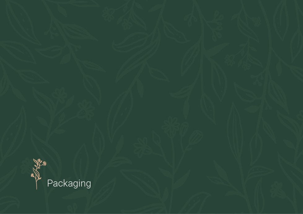 Green floral pattern with "Packaging" text.