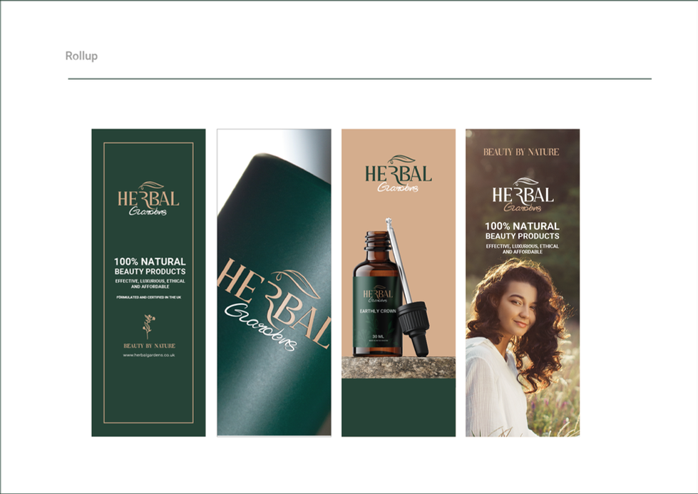 Green and brown herbal product advertisement with a woman.