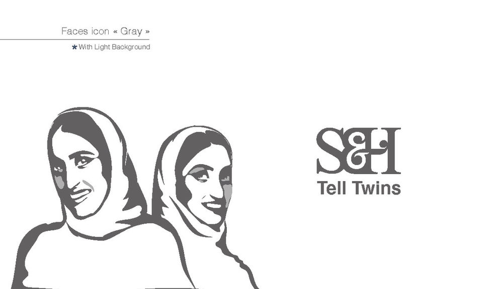 تصميم شعار إس آند إتش مع امرأتين وعبارة Tell Twin