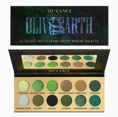 פלטת 12 צלליות ירוקות DE'LANCI: הפיגמנט הירוק המושלם