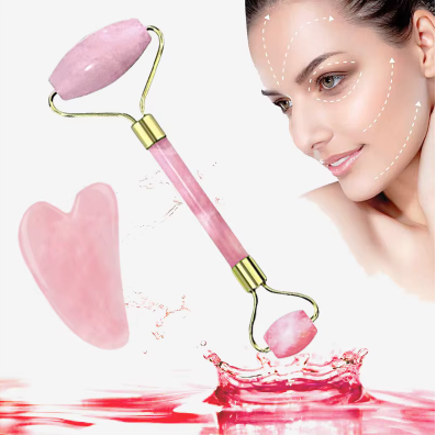 גוואשה ורולר קוורץ ורוד: מיצוק, קירור וחיטוב קו הלסת (2 ב-1)!