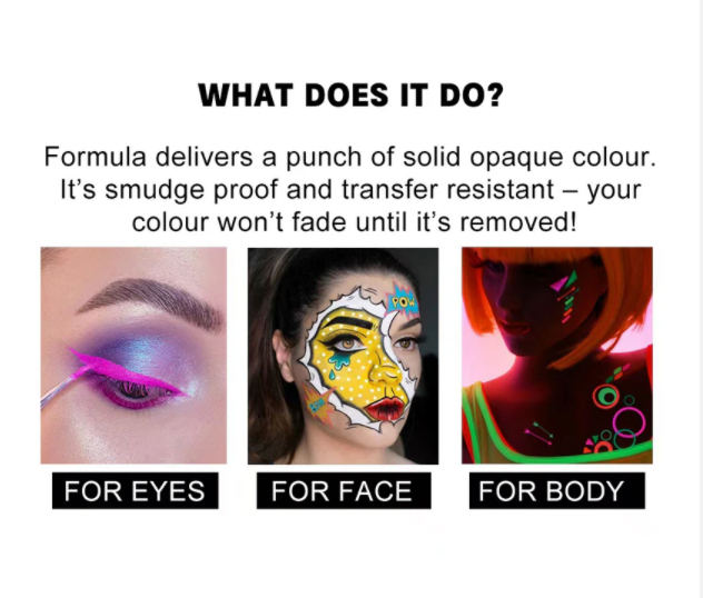 תמונה ממוזערת: צבעי שמן לפנים | איפור גוף | מייקאפ צבעוני | צבעי ניאון