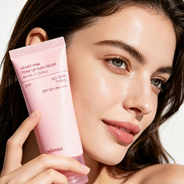 קרם הגנה מבהיר ומאיר סלימקס Celimax Heart Pink Tone Up