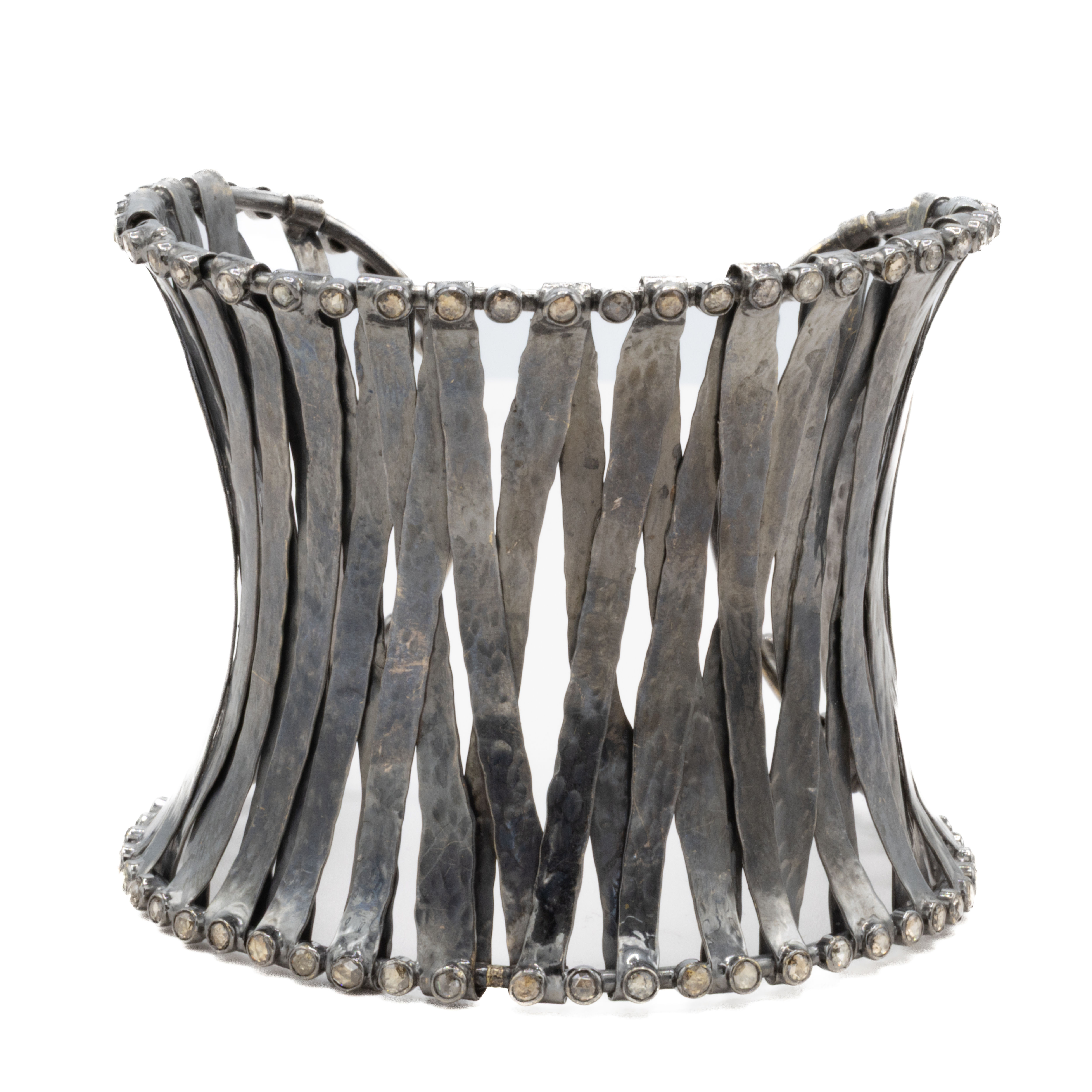 Silver weave cuff bracelet. Circle Weave Cuff. Unique design for wrist wear.