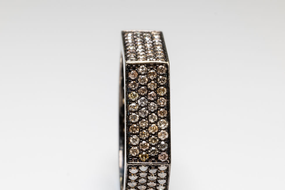 Miniaturbild: Hexagon Black Gold Nude Diamond Ring