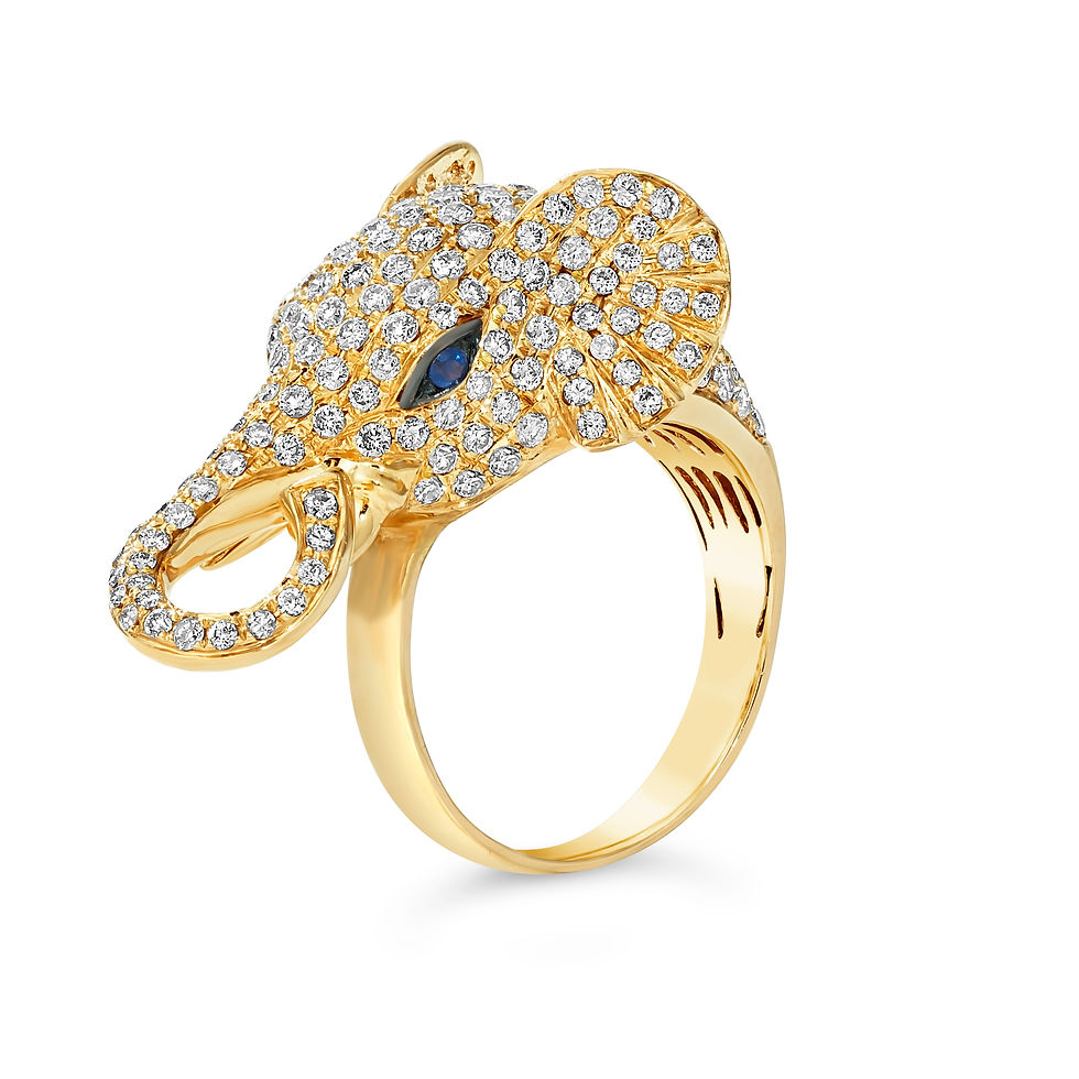 Thumbnail: Diamond-studded elephant ring, a detailed and elegant piece. Ofira Jewels