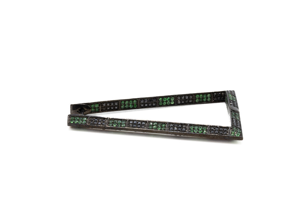 縮圖：Triangular black bracelet with green gems, luxury accessory, Ofira Jewels.