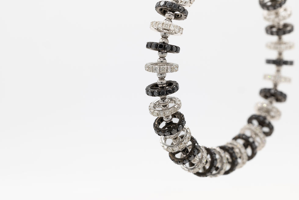 Miniaturbild: Black and white diamond bracelet close up on a white background. Ofira Jewels