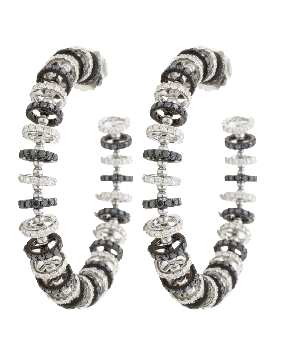 Pair of hoop earrings with black and white stones Ofira Jewels