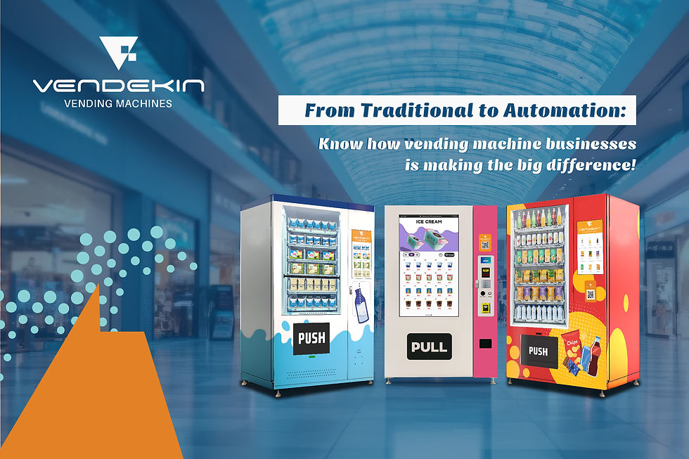 Image of modern vending machines showcasing smart and automated features for snacks, beverages, and frozen food in India