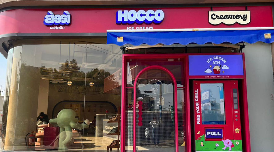 Ice cream parlor with vending machine