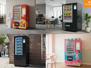 Different types of smart vending machines for snacks, beverages, frozen food and combo use across offices, campuses and public spaces.