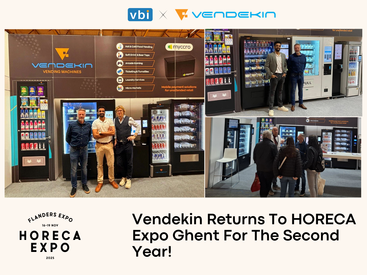 Vendekin at HORECA Expo Ghent 2025 showcasing smart vending machines, micro markets, and Myccro-powered solutions for unattended retail.
