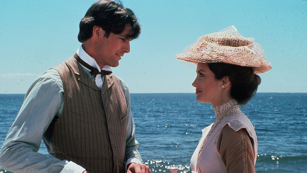 Christopher Reeves and Jane Seymour as the appear in the film Somewhere in Time