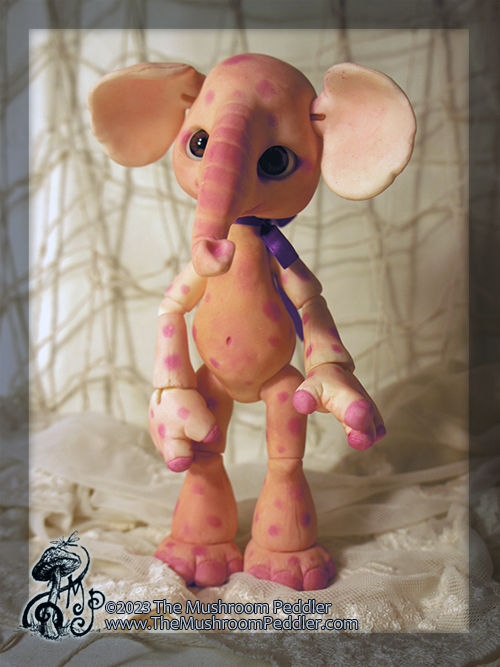 Thumbnail: Elli the Elephant - white resin - custom colored - Pink Elephant on Parade