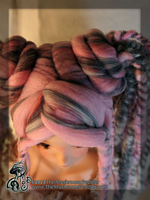 Thumbnail: Wig Sculpture - size 8.25 - Kaye Wiggs/Smart Doll - Pink and Pretty Pigtails