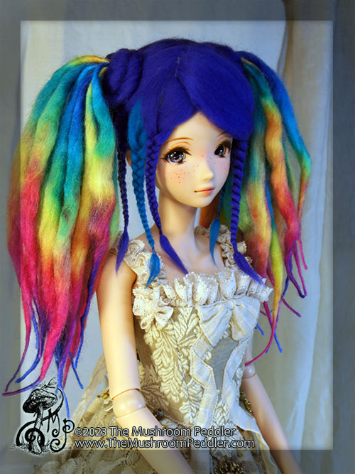 Thumbnail: Wig Sculpture - size 8.25 - Smart Doll/Wiggs - Dread Pirate Rainbow