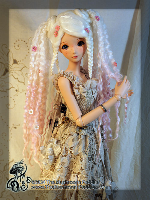 Thumbnail: Wig Sculpture - size 8.25 - Smart Doll/Kaye Wiggs - Frosted Pink Pixie Pigtails