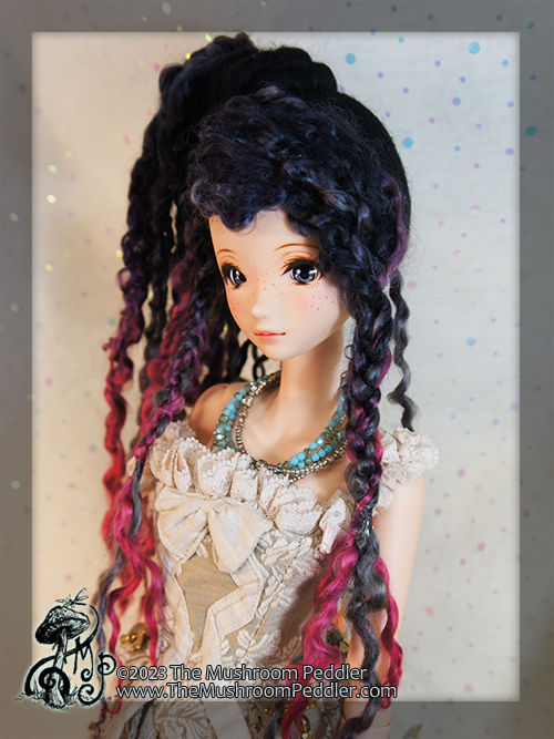 Thumbnail: Wig Sculpture - size 8.25 - Kaye Wiggs/Smart Doll - Raspberry Pixi Ponytail