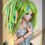 Thumbnail: Wig Sculpture - size 8.25 - Smart Doll/Kaye Wiggs - Electric Lime Dread Pigtails