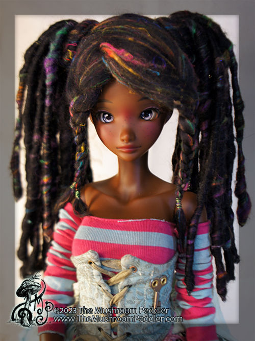 Thumbnail: Wig Sculpture - size 8.25 - Smart Doll/Wiggs - Dread Pirate Midnight Rainbow