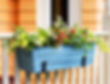 blue metal flower boxes