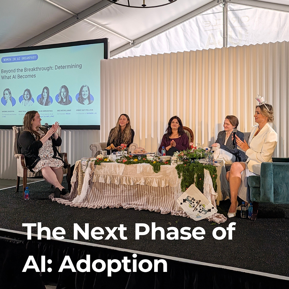 Jenny Kay Pollock moderates the Women in AI panel at The AI Rabbit Hole 2026 featuring WOMEN x AI members and leaders from across the AI ecosystem.
