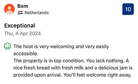 Favourable customer testimonial of Lantern Lodge from Bam