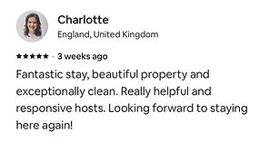 Favourable customer testimonial of Lantern Lodge from Charlotte
