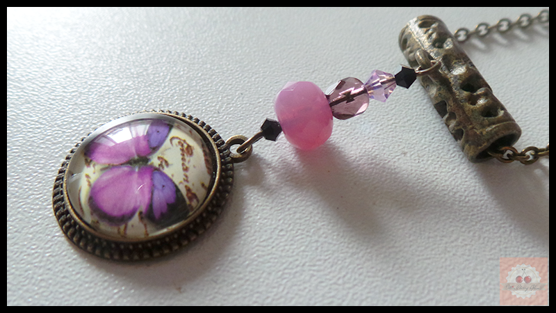 Miniature : Collier Mi-Long Bronze Purple Butterfly 2