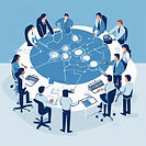 showing the concept of collaboration in an organization in blue color.jpg