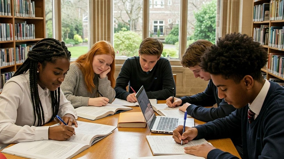 Students studying for GCSE exams