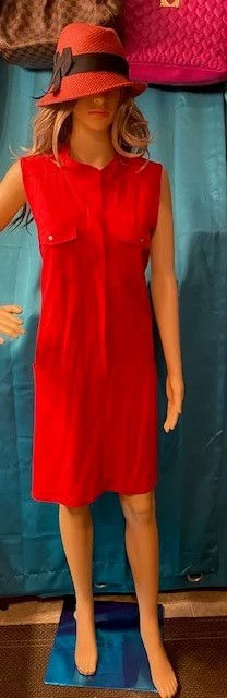 Thumbnail: Size 16R-Hope & Harlow Women's Sleeveless Dress Red With Pockets