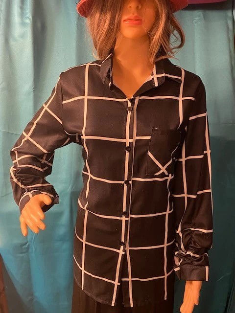 Large(R) Size Women's Long Sleeve Cardigan Blazer Black/White