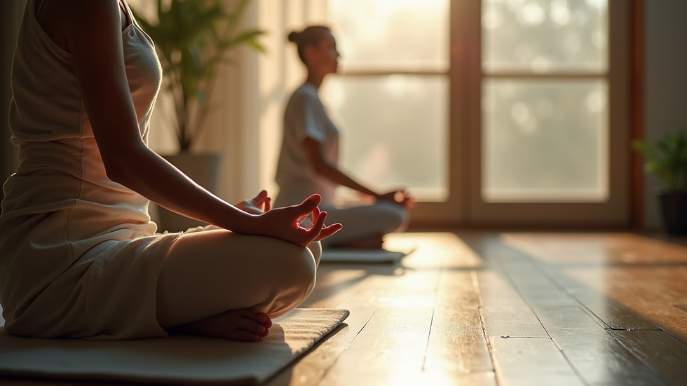 Close-up view of a meditation space