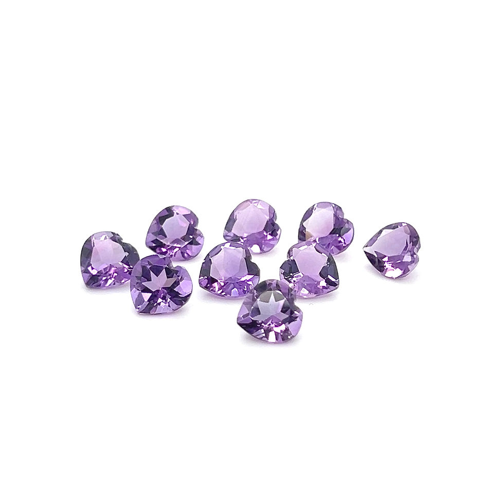 Thumbnail: Amethyst 8 mm Heart Shape Natural Gemstone Purple Brazilian Amethyst stone.