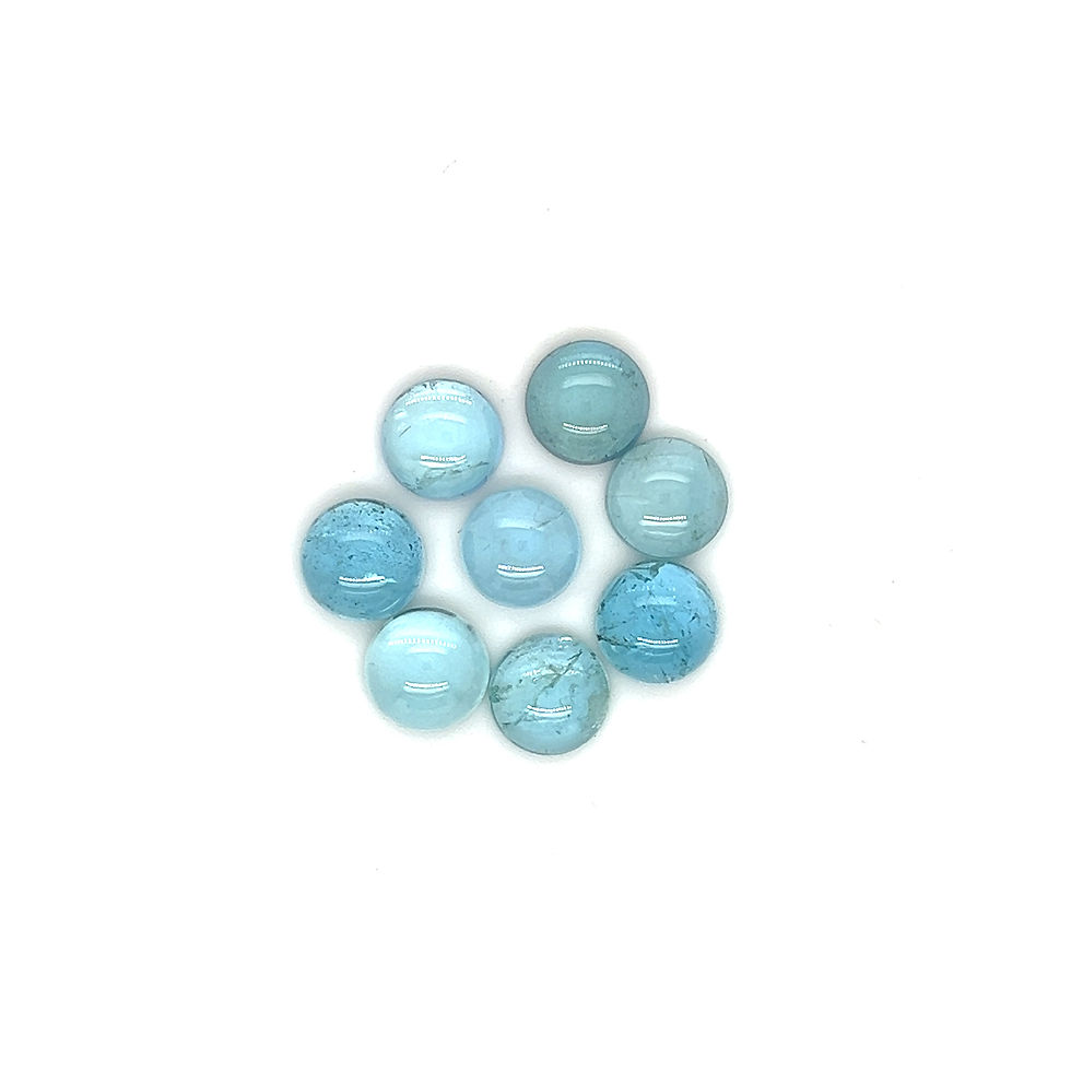 Thumbnail: AAA Quality Aquamarine cabochon 7mm size. Natural Aquamarine calibrated gemsto