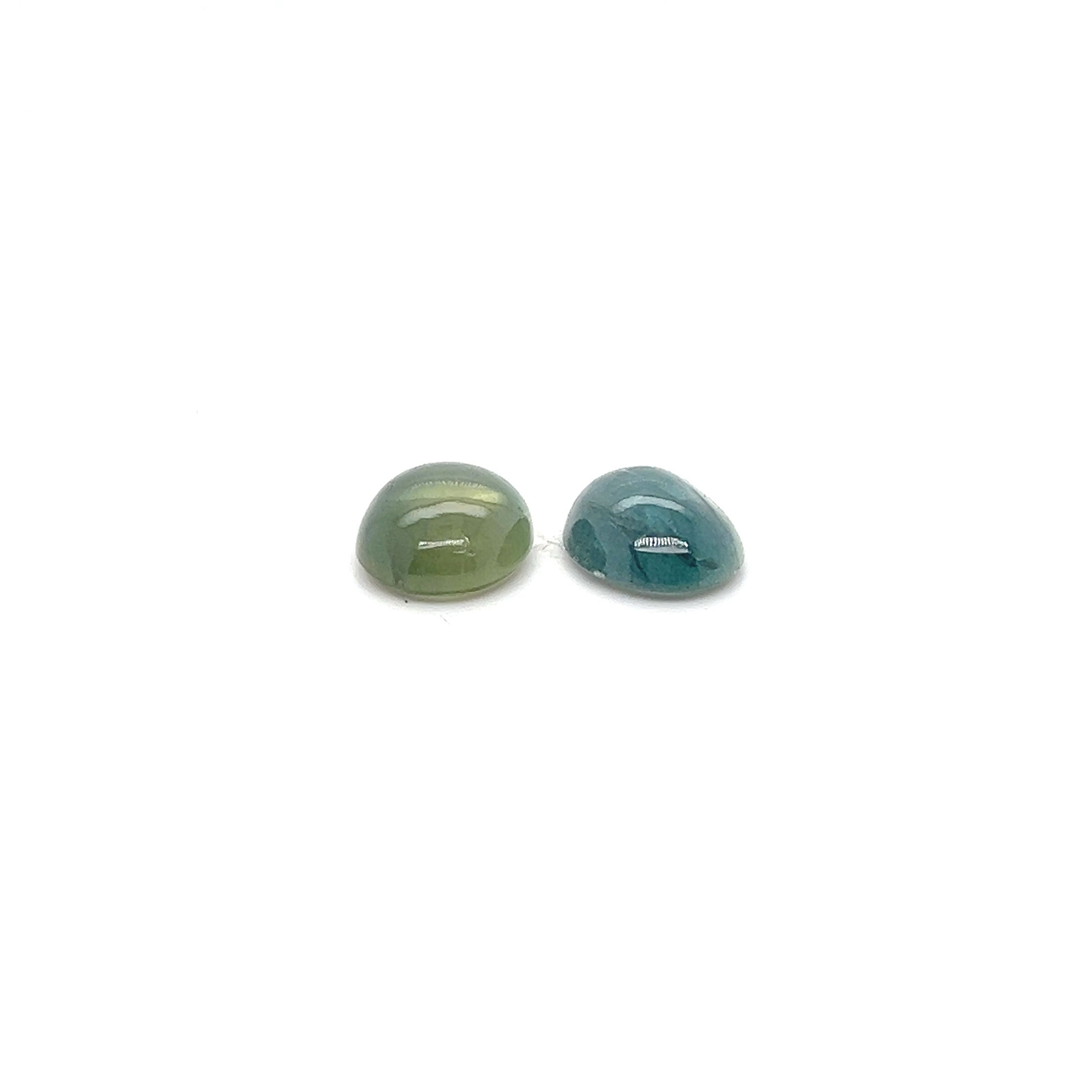 Green & blue Aquamarine cabochon 9x11mm size. Natural Aquamarine calibrated gems