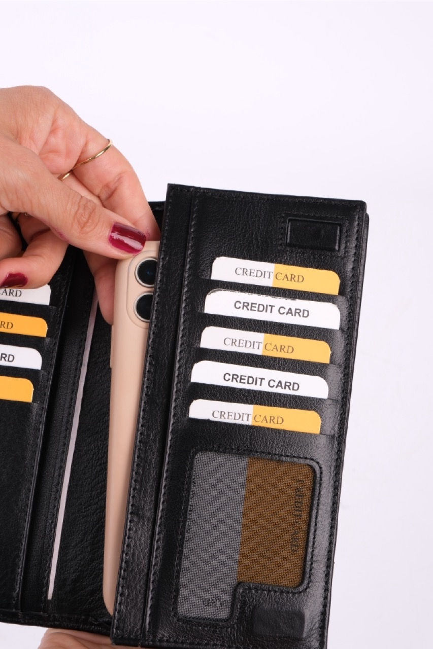 Küçük resim: Telefon Bölmeli Cüzdan - Hakiki Deri Uzun Cüzdan - Mıknatıslı Ve El Bantlı, Unis