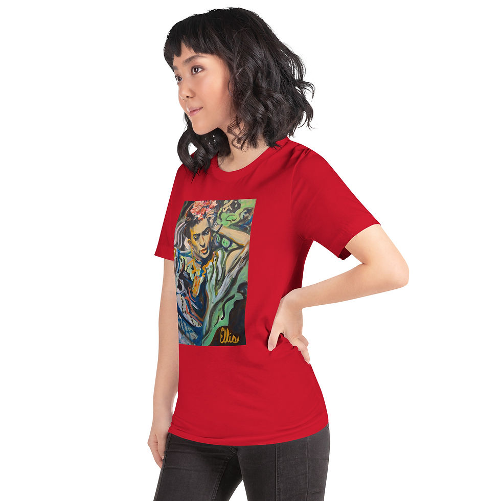 Thumbnail: Short-sleeve unisex t-shirt with Frida Kahlo with flowers