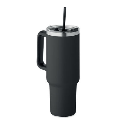 Tumbler Thermobecher mit Strohhalm wie Stanley Cup, schwarz